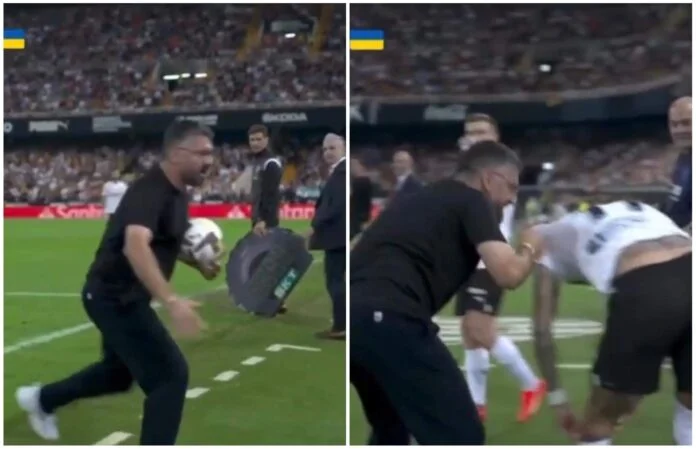 La sua squadra è stata sconfitta da Barcellona- Gattuso quasi battere i suoi giocatori.