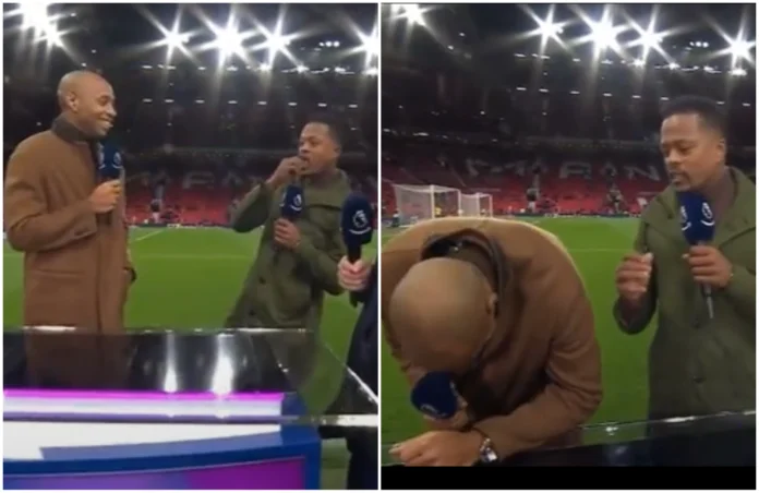 Patrice Evra gets out of the way, eats Old Tuffford's bar during the live show.
