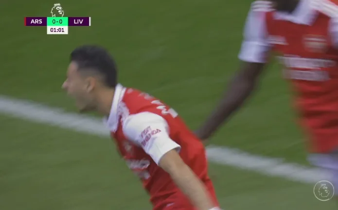 Nice action by Arsenal é Martinelli marks Liverpool goal