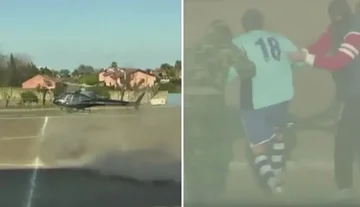 Die interessanteste Entführung, die je passiert ist... Hubschrauber unten auf dem Feld und nimmt den Spieler auf