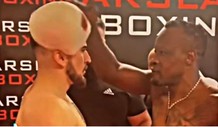 The opponent throws the plis, Albanian boxer of <x0mbyt” into the ring