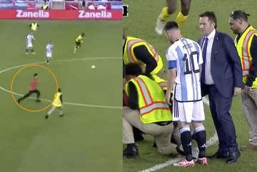 Ein Fan unterbricht den argentinischen Kampf gegen Jamaika mit der Messe, aber er macht ihm Angst.