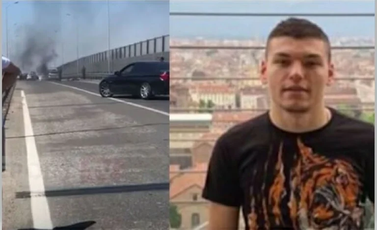 Das Bild des Autos, wo Briland Martinaj, Besmir Hoxha und Dicken Vata erschossen wurden. Es kam aus Kosovo