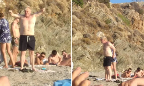 Imprudent et couché sur le sable de l'île grecque, les photos émergent des vacances de Boris Johnson