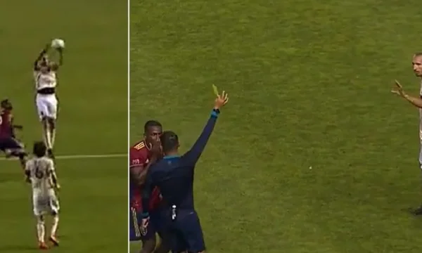 Chielin stopped the action in a volleyball player's style but escaped the red card