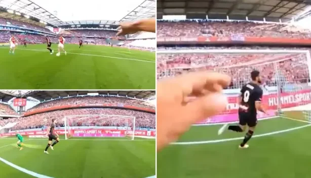 Olivier Giroud's magnificent pre-sezonal goal was captured in the camera placed in the head