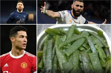 Selten tut die seltsame Nahrung, die Messia, Ronaldo und Benzema verbrauchen