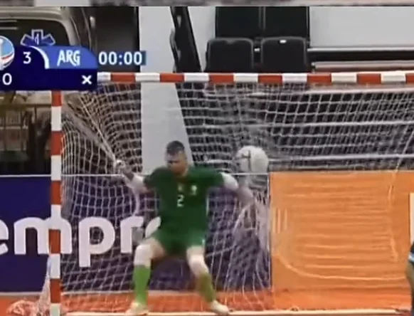 The video you're running around the world: Player hits the doorman with a ball in his face, he knocks the door down.