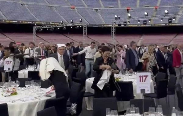 You saw the video when the rain ruined a man's wedding at the stadium. Camp Nou