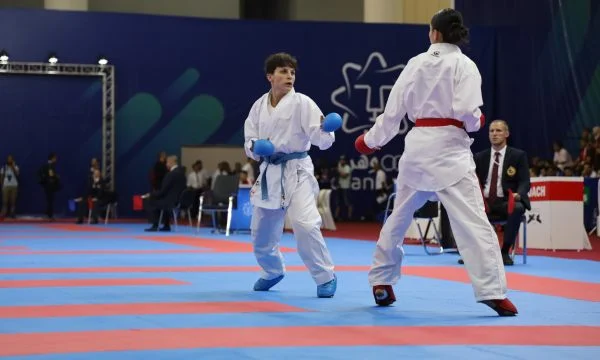 Albulen Gervala racing for bronze medal at Mediterranean Games