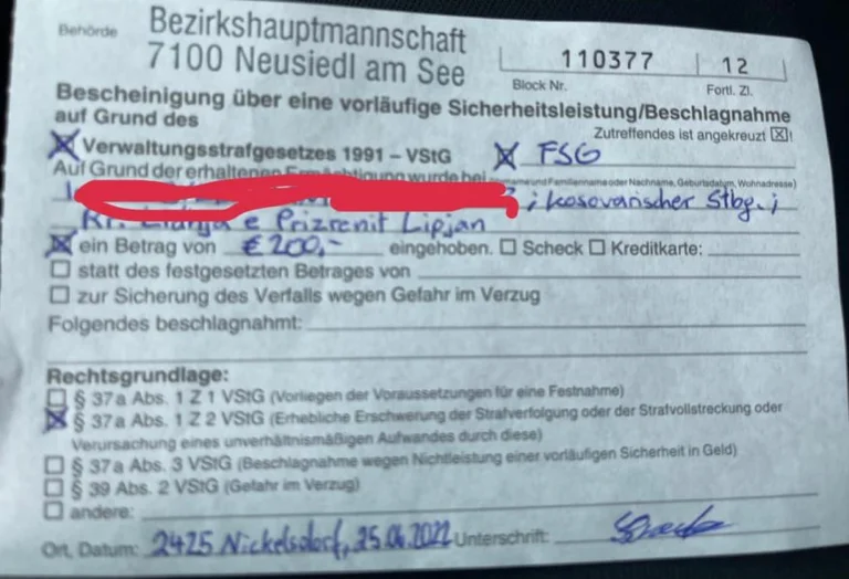 Kosovars not recognised Kosovo driver's license in Austria, gets 200 euro fine