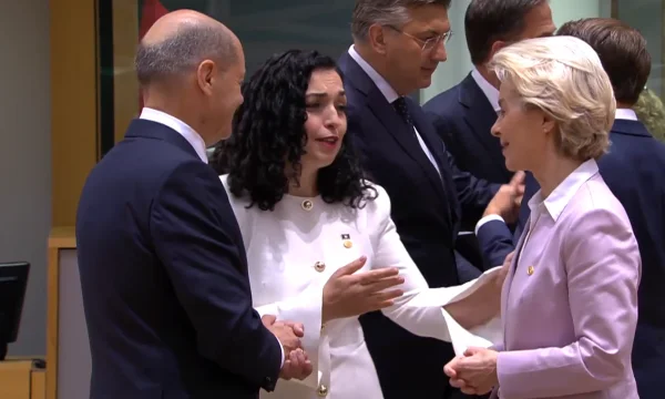View by EU Summit, President Osmani with Scholz and Von der Leyeen
