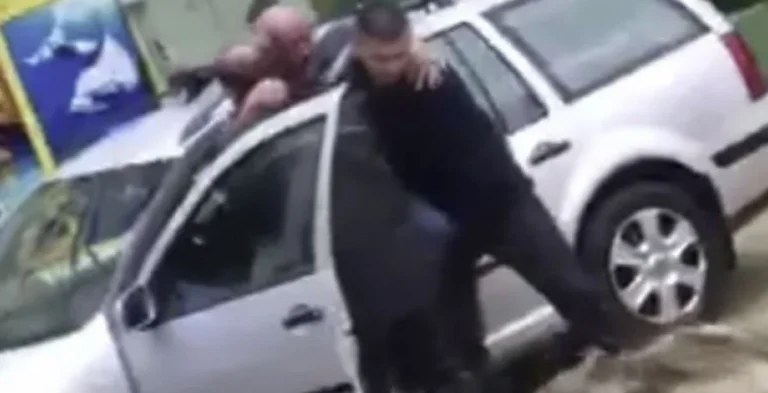 Flooding in Bosnia and Herzegovina A moment when cops pull out a man with limited car skills