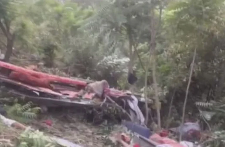 At least 18 dead in India's northern state after the bus falls to the cliff