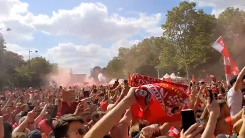 Liverpool fans of Paris with I Love Lip