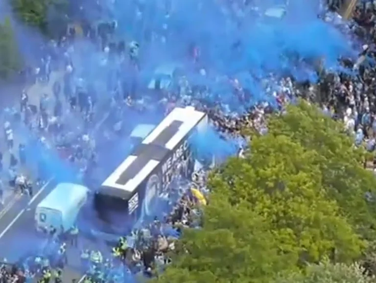 City fans break down before the Aston Villa party.