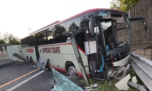 Bus driver hit: I passed a truck, and I was surprised when a construction site came up.