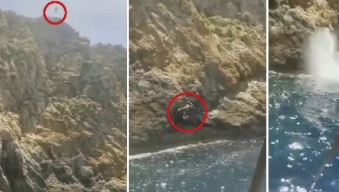 KU JDES da immagini: Questo è il momento in cui il Padre viene gettato a morte da una scogliera in Spagna mentre viene ucciso dai membri della famiglia