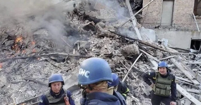 Images following the school bombing in Luhansk where 90 people were sheltered