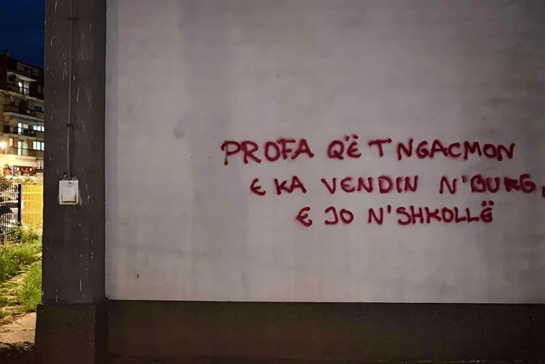 Grafite in Prizren following arrest of suspected pedophilia teacher