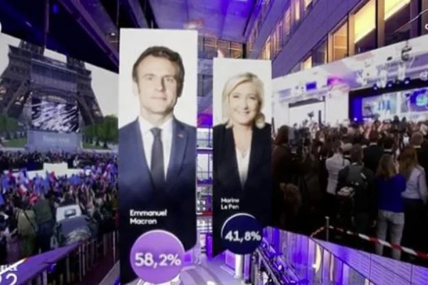 Projektionen ziehen Macroni Wahlsieger