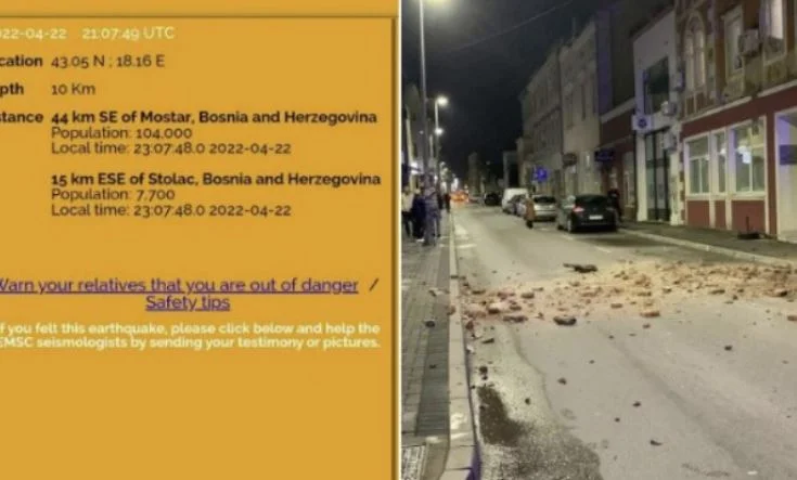 Immagine che mostra dietro il terremoto a Sarajevo, danni materiali