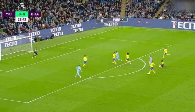 Dopo 54 minuti di gioco, Manchester City finalmente trova l'obiettivo di Brighton