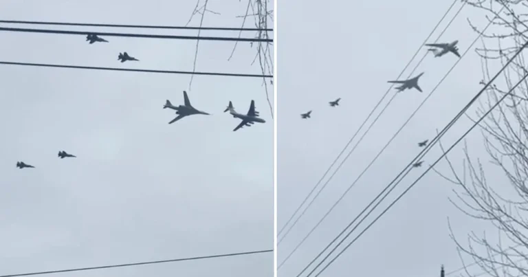 Risiken von Nuclear Attack Fly Four Nuclear Bombers in der Nähe der Ukraine
