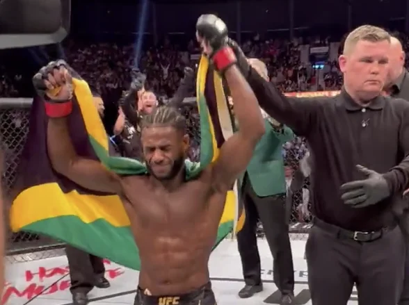 Sie haben den Krieger der UFC nie gesehen, nachdem Sie den Sieg lauten kriechen und zwei Hände von Gott Köpfen