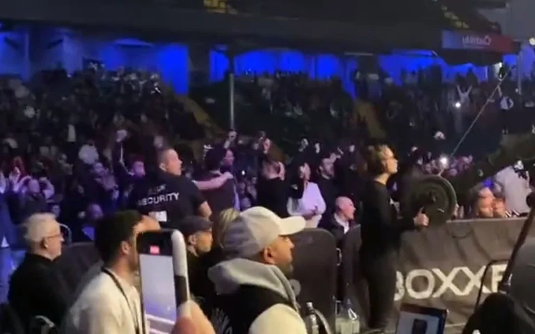 Il s'avère que la vidéo quand les fans albanais entrent dans le parti après que Mark perd ses sentiments à son adversaire