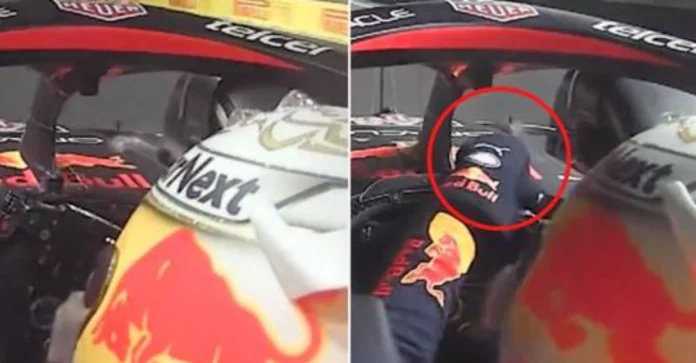 Más de 150 km/h, Max Verstappen conduce con una mano