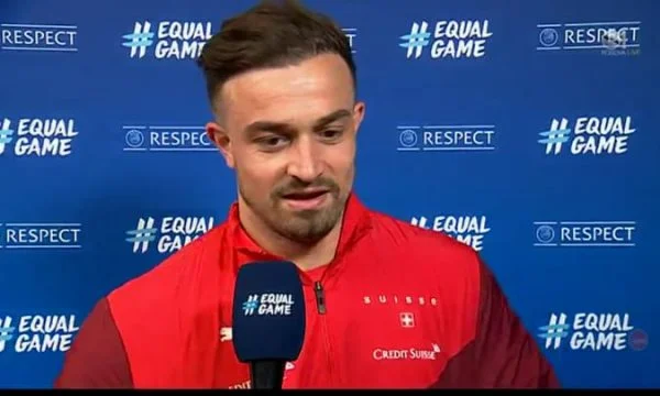 This is Shaqiri after the match. He shows how he looked to the “Dardians tonight.