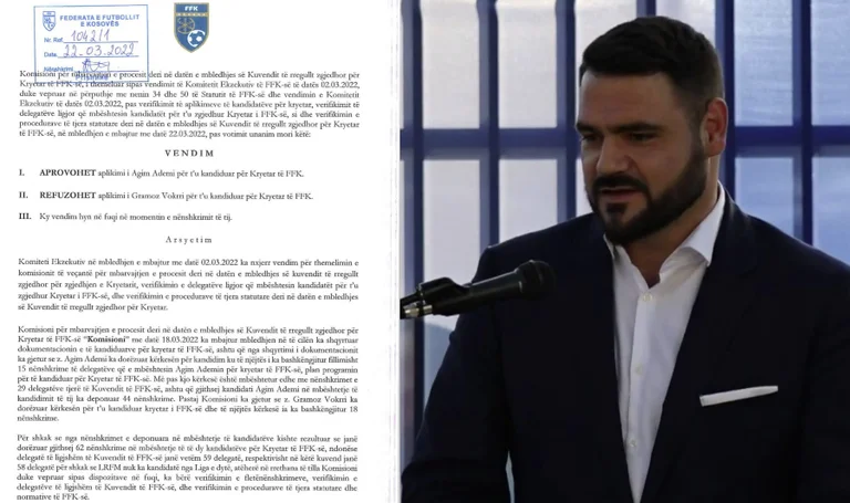Zyrtare: FFK-ja refuzon aplikimin e Gramoz Vokrrit për kryetar