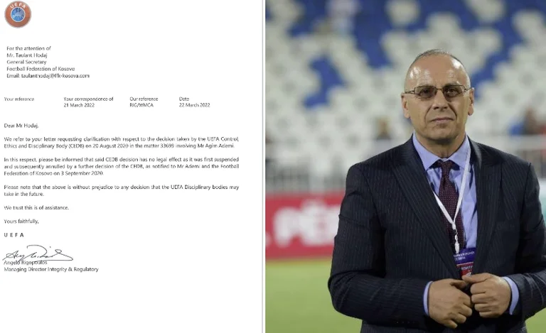 Agim Ademi publikon një letër të re nga UEFA që i’u dërgua FFK-së