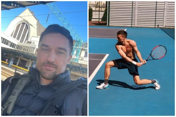 Postez des photos de la scène du Tennis ukrainien qui quitte la fusée, saisit l'arme pour protéger son pays.