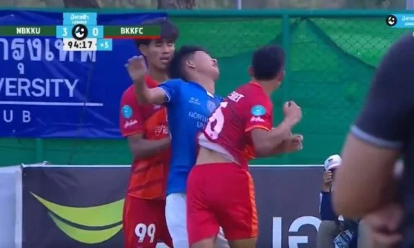 For the stupid thing, the footballer got “his nose blown to”
