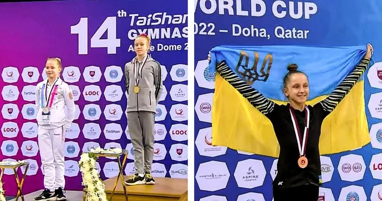 Edhe në sport hyjnë “halat” – Gjimnastja ukrainase nuk pranon të festojë medaljen me atë ruse