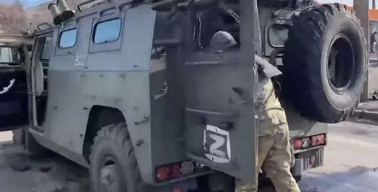Ukrainian authorities publish images: The destruction of Russian automotives' vehicles at Kharkiv