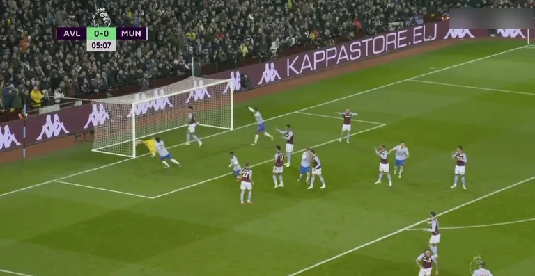 Man United shakes Aston Willan after only 7 minutes of play, amateur error by goalkeeper