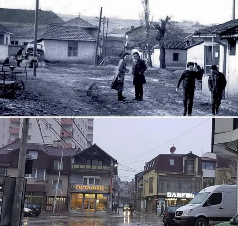 Two pictures of Pristina beating their mouths at the grandchildren of Communists who say it was good then