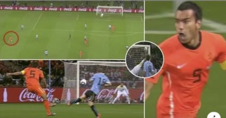 The streets will never forget the moment when Van Bronckhorst exposed the ball to the Jabulani with a rocket in the World Cup.