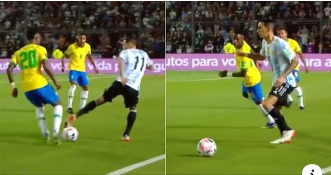 Angel Di Maria è diventato virale dopo aver messo la palla sotto Winnicius Jr così tanto