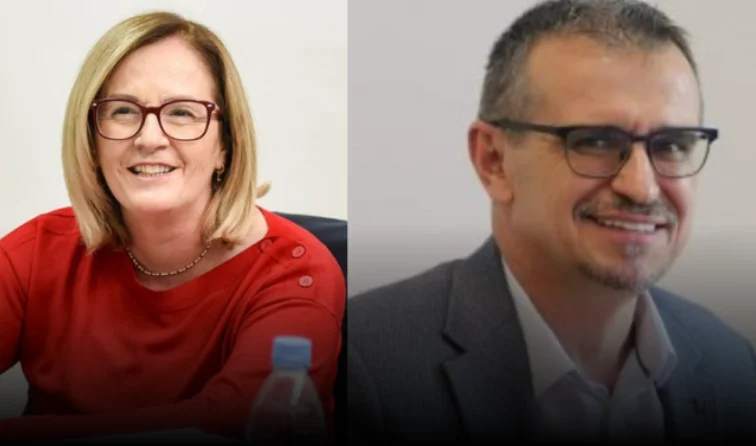 El jefe del gabinete en MSH, Nora Kelmendi, y el asesor Sami Uka dimitir