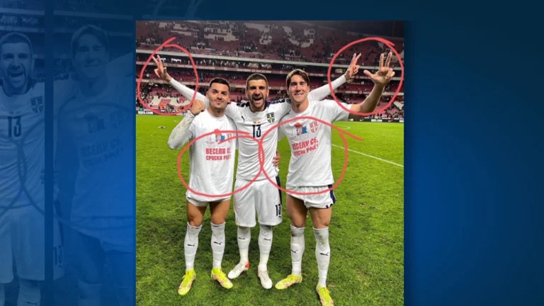 Que le drapeau serbe vole de Prizren à Rumijejevic, les footballeurs serbes célèbrent avec des fans scandaleux