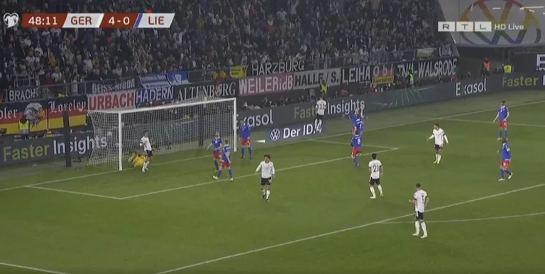 Germany is destroying poor Liechtenstein, even marks fifth against opponent minus a player