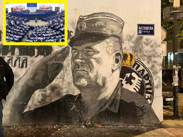 Eurodeputs verurteilen Serbien nach der Verteidigung von Ratko Mladic Wand