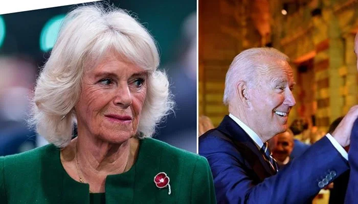Präsident Biden weitet im Gesicht von Prinzessin Camille