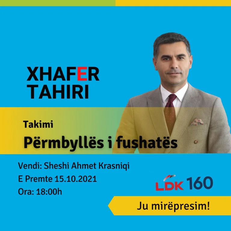 Tahiri lädt die Vushtrianer heute Abend ein, sich dem Abschlusstreffen der Kampagne anzuschließen