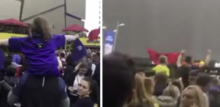 New view of the fiery atmosphere outside the stadium where Sweden-Kosovo will be played