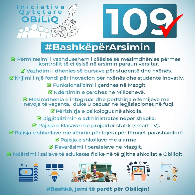 Obilic Community Chairman Xhafer Gashi has presented priorities for his governing platform education